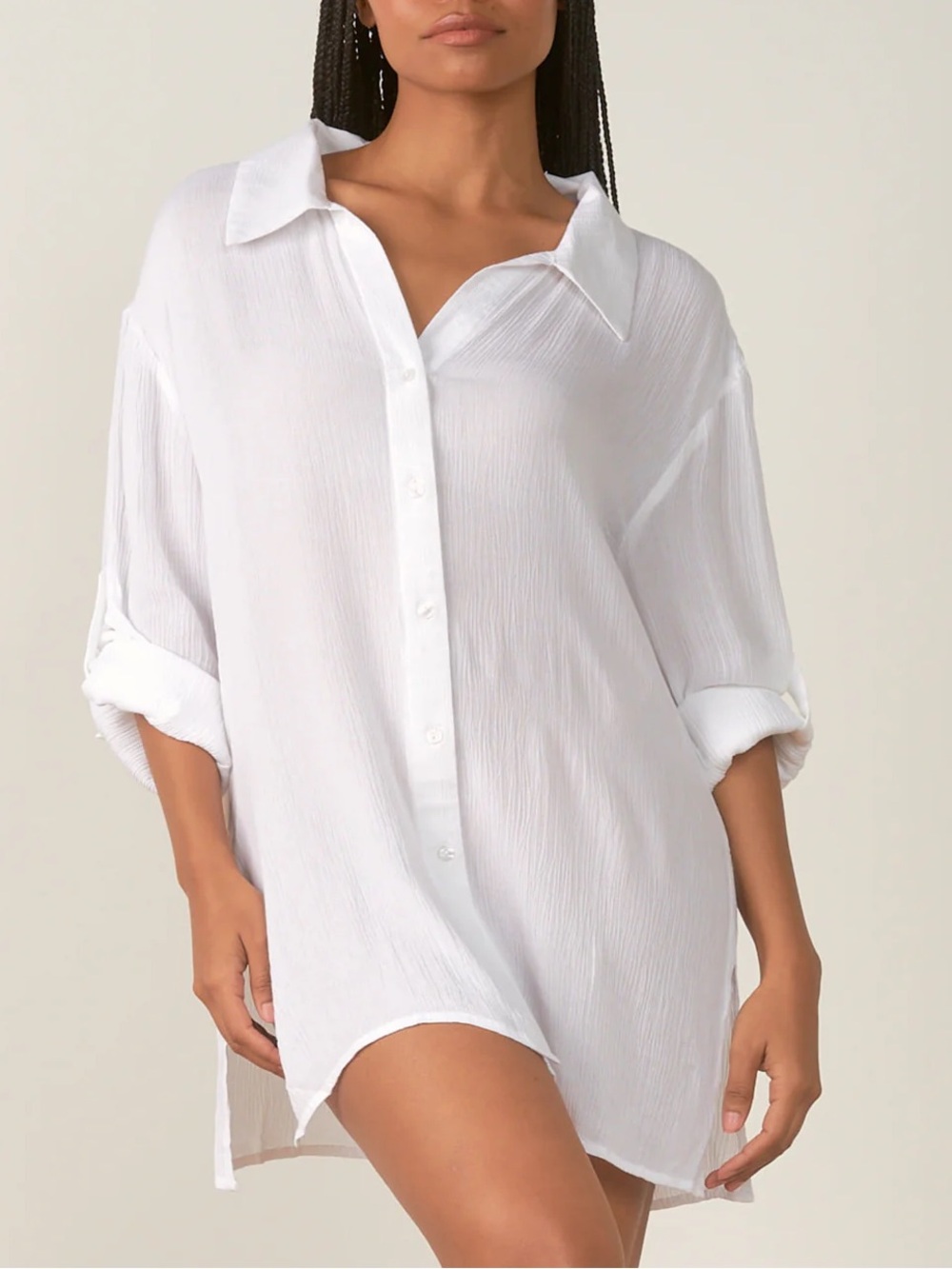 ELAN Button Down Shirt in White